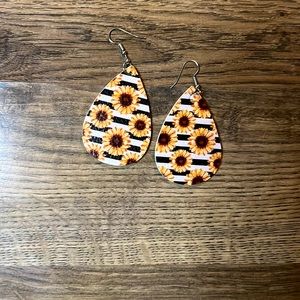 Sunflower Faux Leather Dangling  Earrings
